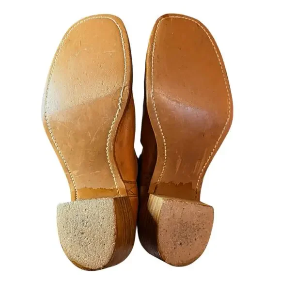 Vintage 70s Frye Campus Boots Womens Orange Leather Stitched High Shaft Sz 11D - Picture 7 of 12